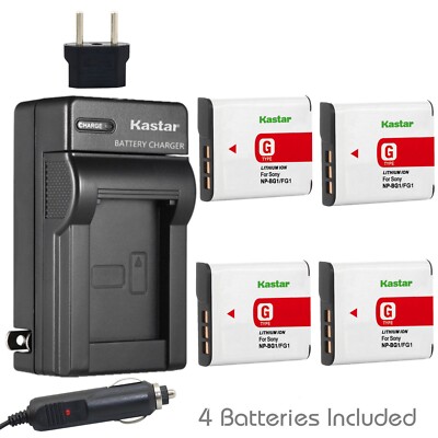 Travel Charger & 4 battery for DSC-HX30V N1 N2 T100 T20 T25 W100 W110 W115 W120
