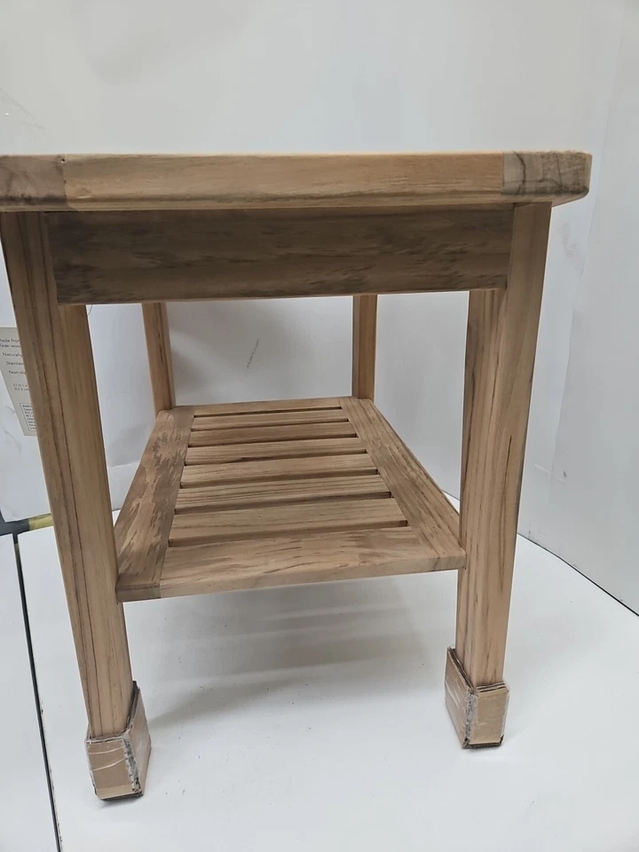 17.5 in. x 20 in. x 13.5 in. Natural Genuine Teak Bench Waterproof  - Image 4 of 4