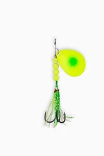 Salmon Spinner McOmie's #7 Colorado UV "GreenDot/Chartreuse" w/Hoochie 
