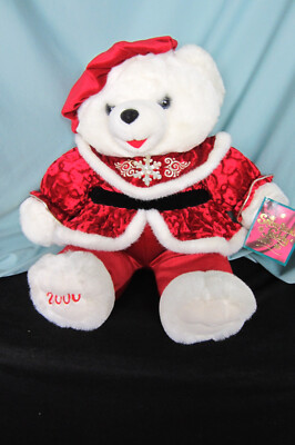 Dan Dee International Snowflake Teddy 2000 White Bear Red Suit NWT