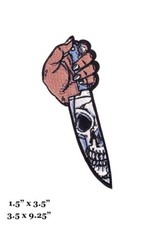 Knife Dagger Skull Skeleton Face Hand Punk Goth Embroidered Iron On Patch