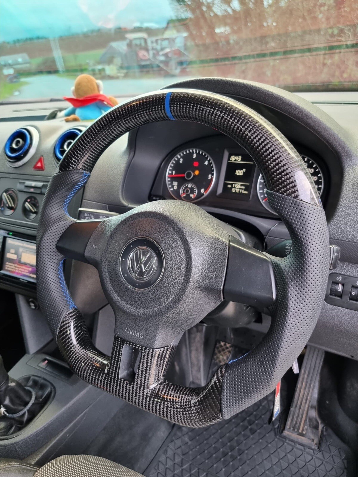 Volkswagen Caddy Flat bottom Carbon Fiber Steering Wheel eBay