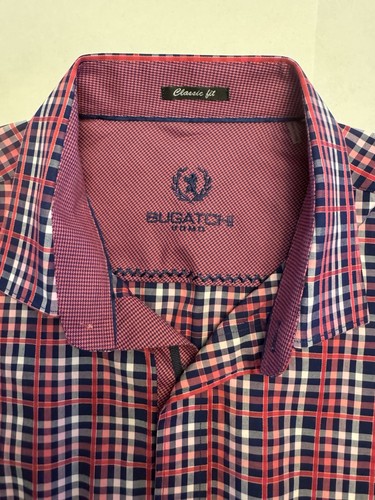 Pair Bugatchi Uomo Mens Long Sleeve Button Dress Shirts Patterned Cuffs Sz L - Picture 16 of 19