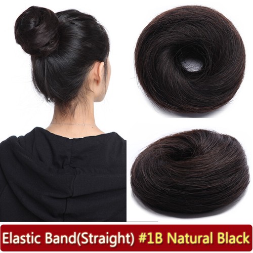 100% Remy Human Hair Messy Bun Extensions Chignon Scrunchie Clip In Wrap On Updo - Picture 14 of 34