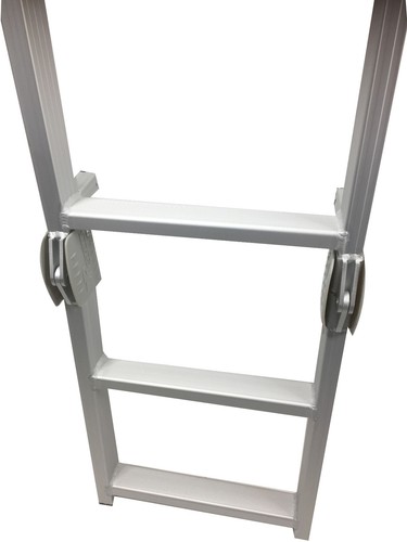 Marine Aluminum Boarding Ladder – 3-Step, Foldable Hook, For Boats & Docks, White-1108620