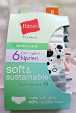 Hanes Girls Size 8 Underwear Premium Cotton Blend Briefs Multi Color, 6 Pack