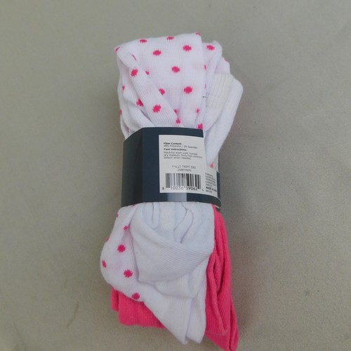 4 Pair Girls Knit Tights Socks Pink Hearts & Unicorn Print 7-8 L/XL #968 - Picture 7 of 8