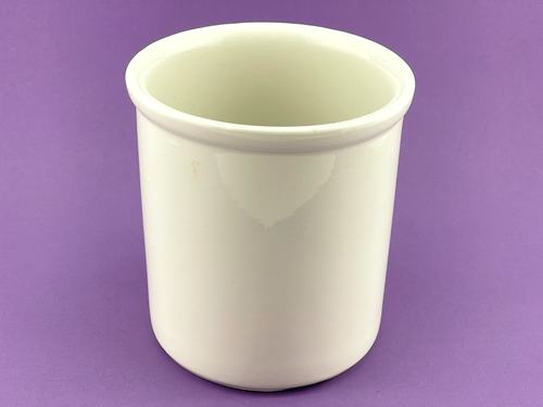 Porta utensili vintage Crock Hall ceramica smaltata #301 fondo smerlato USA 5,5"T