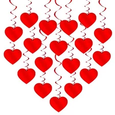 18-Pack Valentine's Heart Hanging Swirl Decorations Romantic Atmosphere Setup