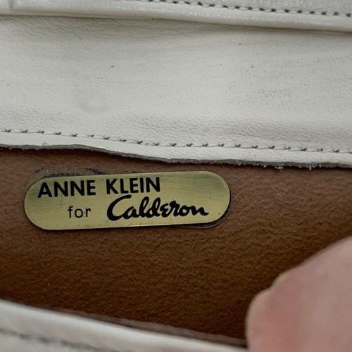 Women’s Vintage 0138 Anne Klein Calderon Purse Bag Flap Bone White Leather - Picture 7 of 7