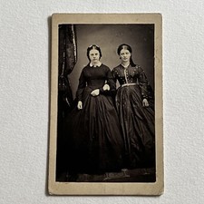 Antique CDV Photograph Beautiful Young Affectionate Women Lovely Dress Civil War