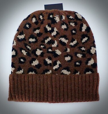 Wooly Leopard Crown Cuff Beanie Hat with Warm Durable Wool Blend Women main image 4