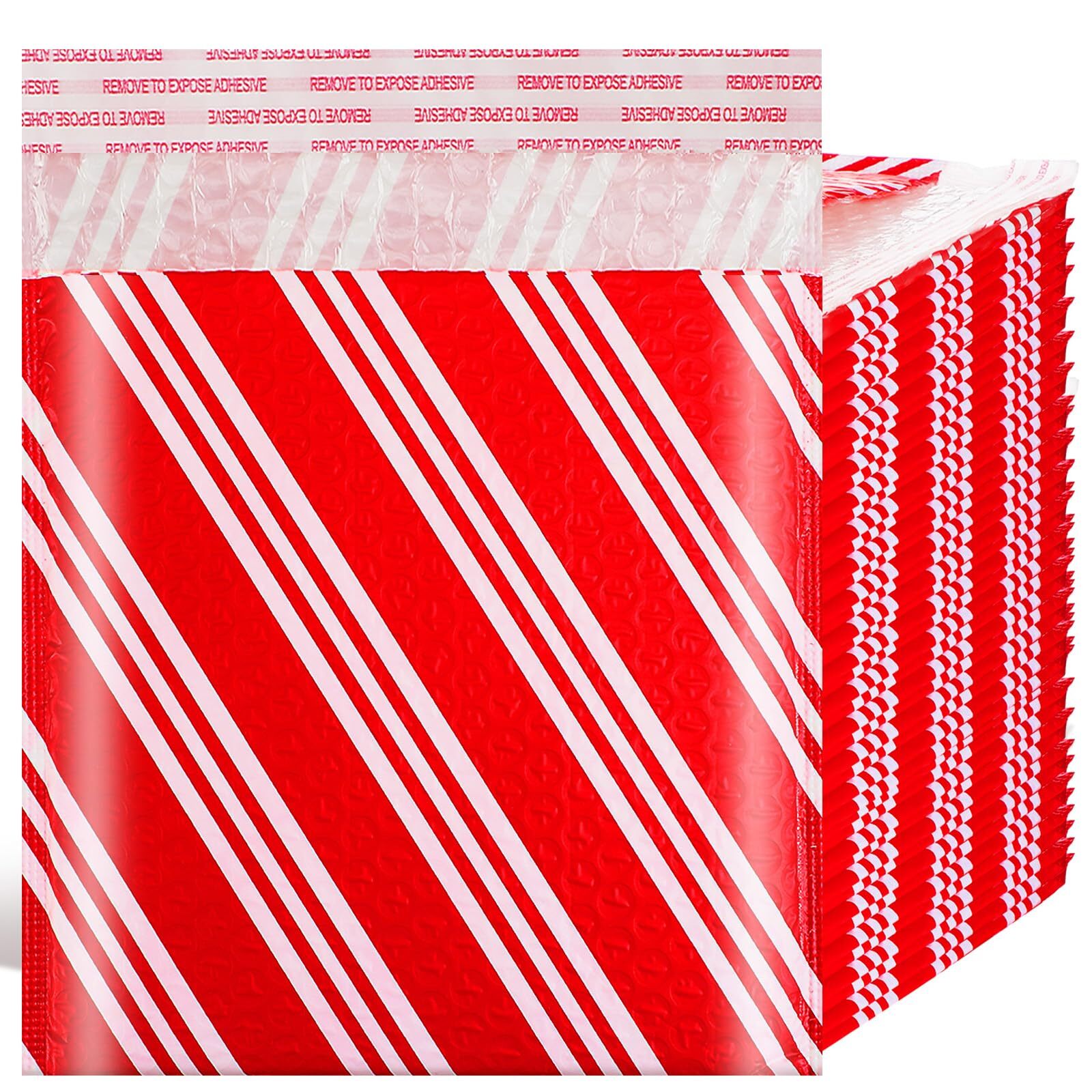 25 Christmas Bubble Mailers 8.3x9.3 Holiday Padded Self-Adhesive Envelopes