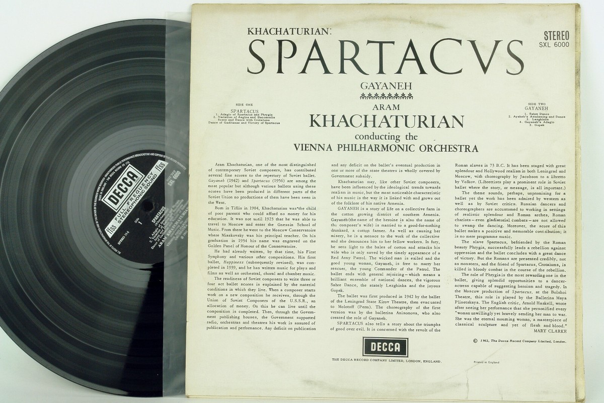 SPARTACUS * ARAM KHACHATURIAN * UK * DECCA SXL 6000 * FFSS 4W,4W