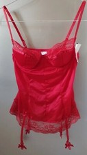 CORSETTO GUEPIERE DONNA Sexy Reggicalze Pizzo Rosso,Fetish, intimo, lingerie 
