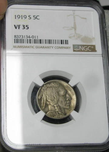 1919-S Buffalo Nickel ---- VF-35 NGC Graded Coin ---- #198C