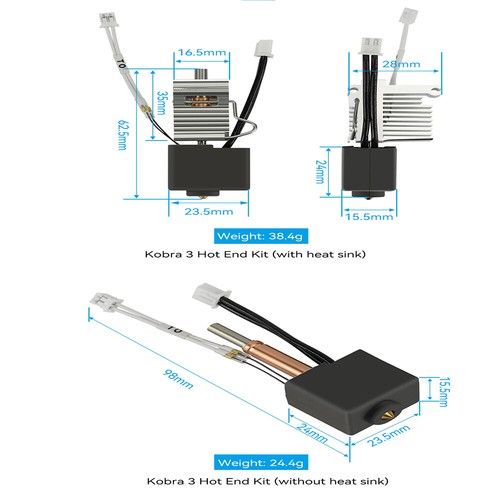 Hotend Kit für Anycubic Kobra 3 Hot End 0,4 mm Düse 3D Drucker Zubehör Posten - Bild 9 von 27