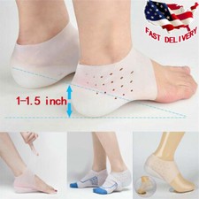 Increase 1-1.5in Unisex Invisible Height Lifting Socks Heel Pad Silicone Insoles