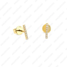 Diamond Studded Bar Tiny Studs in 14k Gold, For Helix, Tragus Cartilage Earring