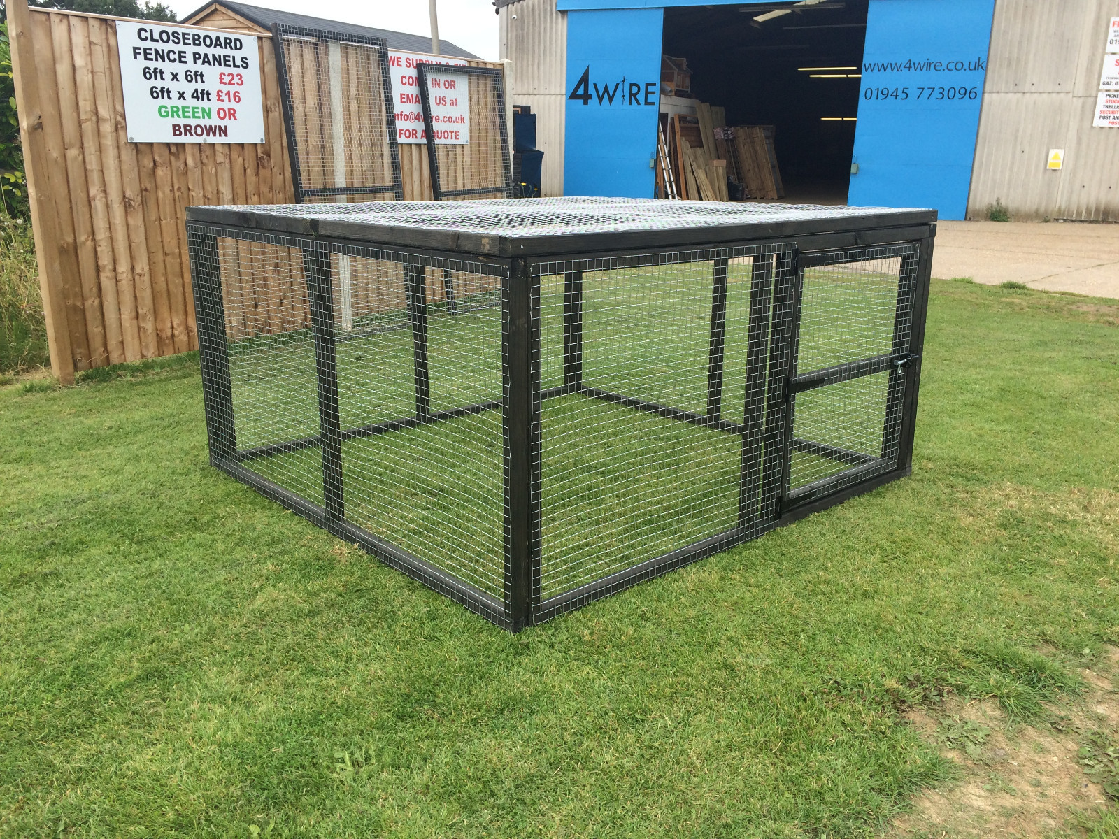 Rabbit / chicken outdoor animal run black pet enclosure 3ft tall with door