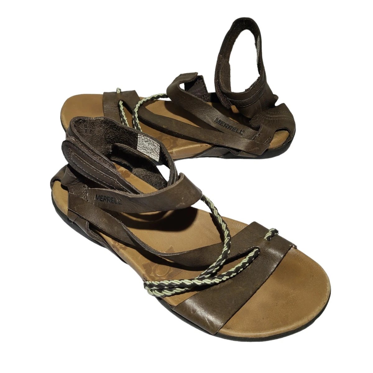 Merrell Henna Strappy Shoes Sandals Black Leather Women Size 5 Open Toe