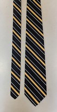 Vtg Brooks Brothers Makers Silk Repp Tie Black and Orange Stripe USA 3.3 x 60"