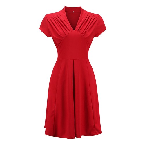 Ladies Vintage Style Retro 1940s Rockabilly Evening Swing Skaters Tea Dress - Picture 11 of 16