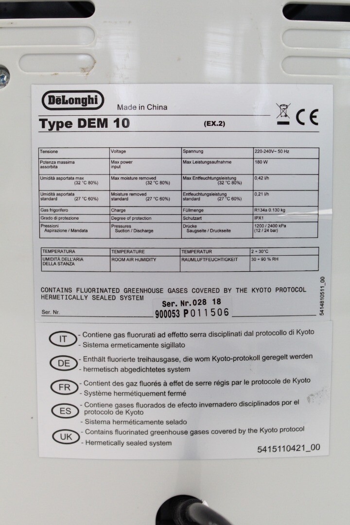 DELONGHI DEM 10 ARIADRY Dehumidifier, White B83 eBay