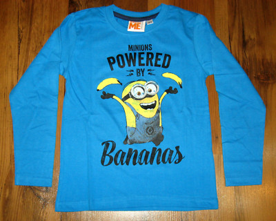 Langarmshirt T-Shirt Gr. 110/116, 122/128, 134/140 Minions powered by Bananas 