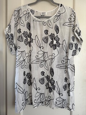 NWT Anthropologie Kindred Peasant Blouse Boho TOP Plus Sz 1X 2X 3X White Black E