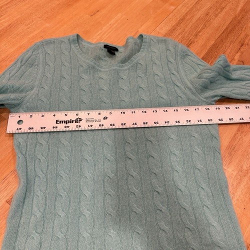 Only Mine 2-fädig 100% Kaschmir U-Ausschnitt blau Zopfmuster Oberteil Pullover L klassisch - Bild 3 von 12