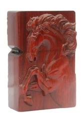 Natural Rosewood Carve Succeed Horse Lighter Box For Zippo Insert Kit(Case Only)