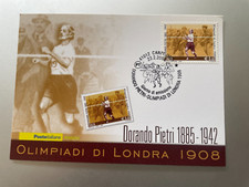 2008 Cartolina Filatelica Maratoneta Dorando Pietri Petri Annullo Carpi