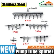 Aquarium Air Flow Line Stainless Control Valve Pump Tube Splitter 1 Way to 8 Way