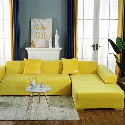 Couch Samt Stretch Elastisch Sofa Schonbezug Sektionalecke 1-4 Sitzer - Bild 19 von 19