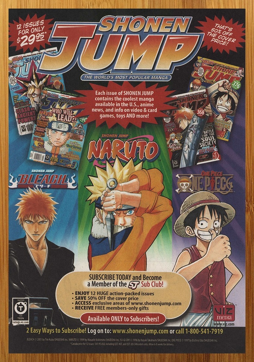 2004 Naruto/Bleach/One Piece Manga Vintage Print Ad/Poster Retro