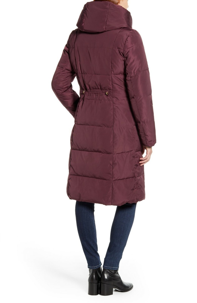 $300 NWT COLE HAAN SzL HOODED ASYMMETRICAL ZIP LONG DOWN PUFFER