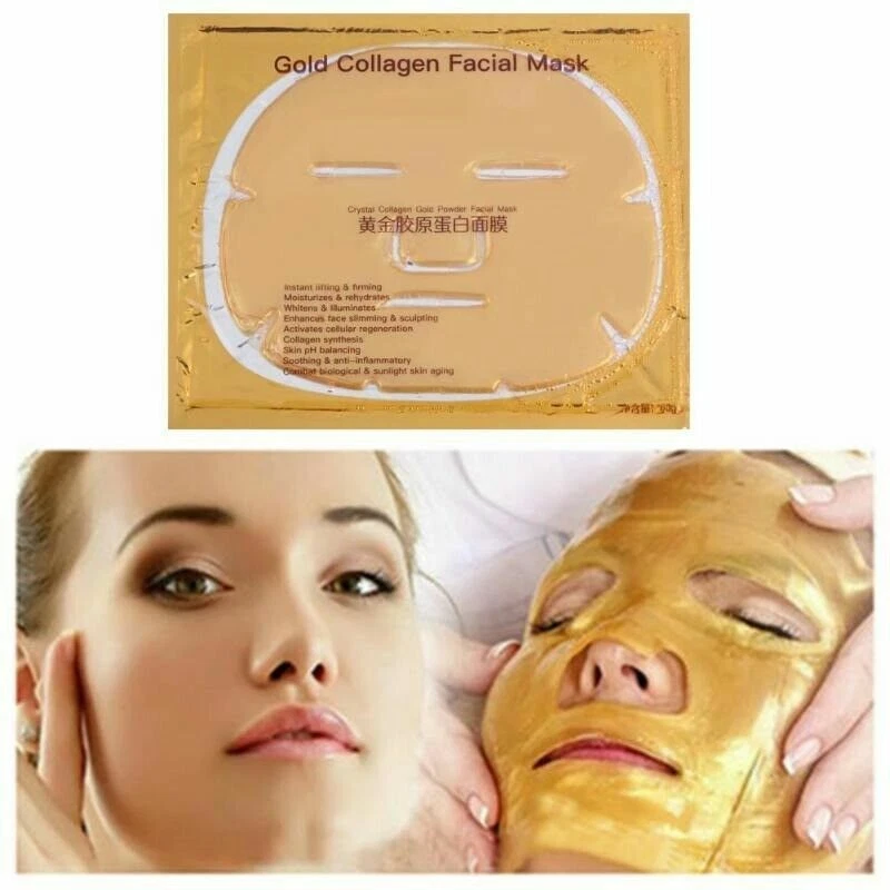 Anti Ageing Face Mask 24K Gold Bio-Collagen Anti Wrinkle Face Mask 10 pcs - image 2 of 3