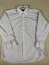 Chaps Ralph Lauren Wrinkle Free Dress Shirt Checkered Mens Sz 17 32/33 Black