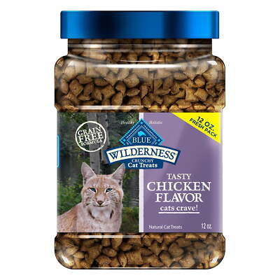 Wilderness Crunchy Dry Cat Treats, Natural & Grain-Free, Chicken, 12-oz. Tub!