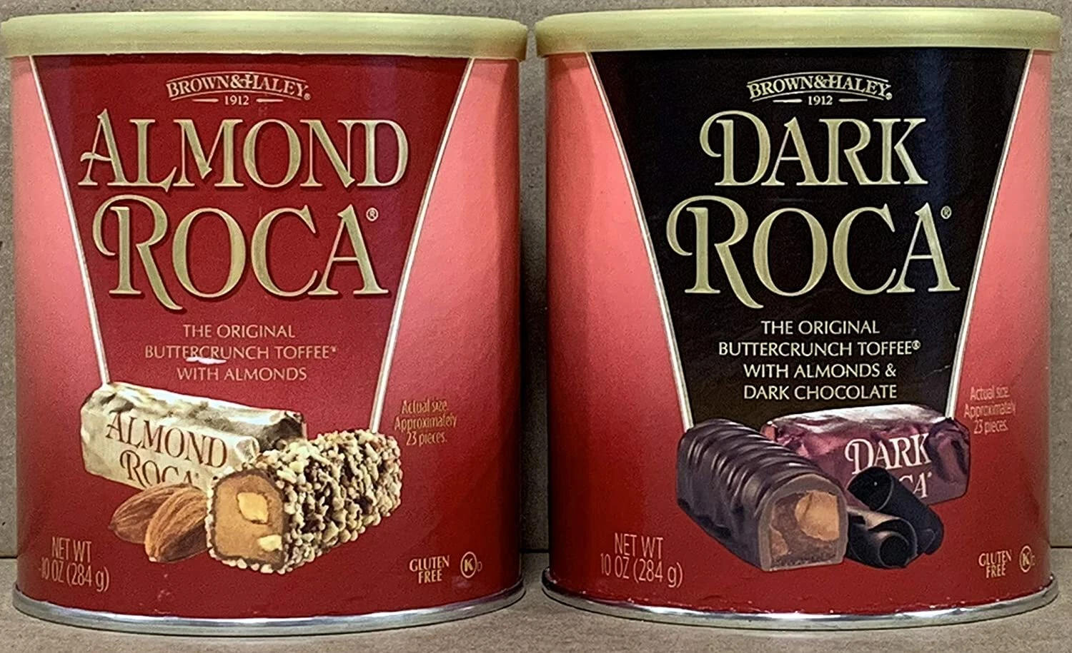 Brown & Haley 10 oz ALMOND ROCA + DARK ROCA Original Buttercrunch Toffee BB 8/26