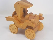 Vintage Handcrafted 1980s Wooden Classic Antique Car. Made in Phillipines.