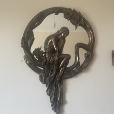 ART NOUVEAU WALL MIRROR BRONZED WOMAN WALL MIRROR LARGE VGC
