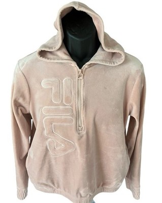 FILA Misty Rose Pink Velour Quarter Zip, Ultra Soft,  Hoodie Medium