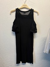 River Island Black Cold Shoulder Mesh Mini Dress UK 8 SKU 1059