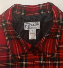 NWT Vintage USA Pendleton 100 Wool Red Plaid Zip Blazer Jacket Womens 14 200