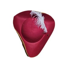 Tricorn Pirate Hat with Feather Flanging Brim Hat Renaissance Hat Costume Party
