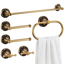 6 Pcs Antique Brass Bathroom Accessories Set 24 Vintage Bronze Towel Rack, To...