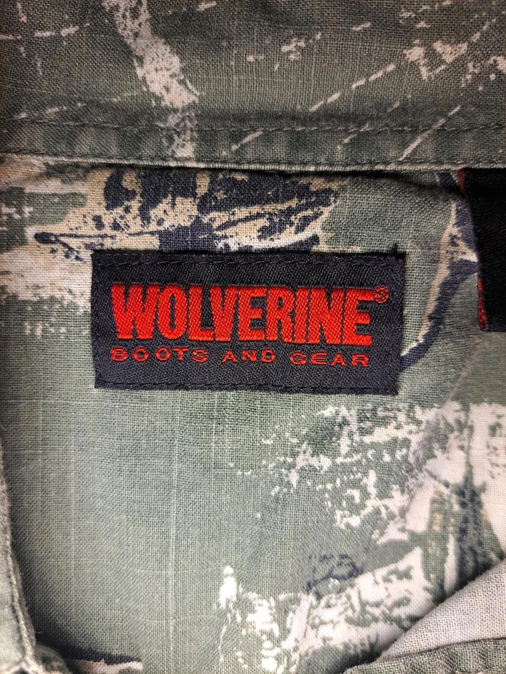 Wolverine Button Down Shirt Mens Small Green Cotton Outdoor - Image 2 of 4