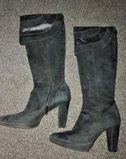 Shellys London Boots Black Suede Knee High Boots Ladies Size 37 uk 4 (B)